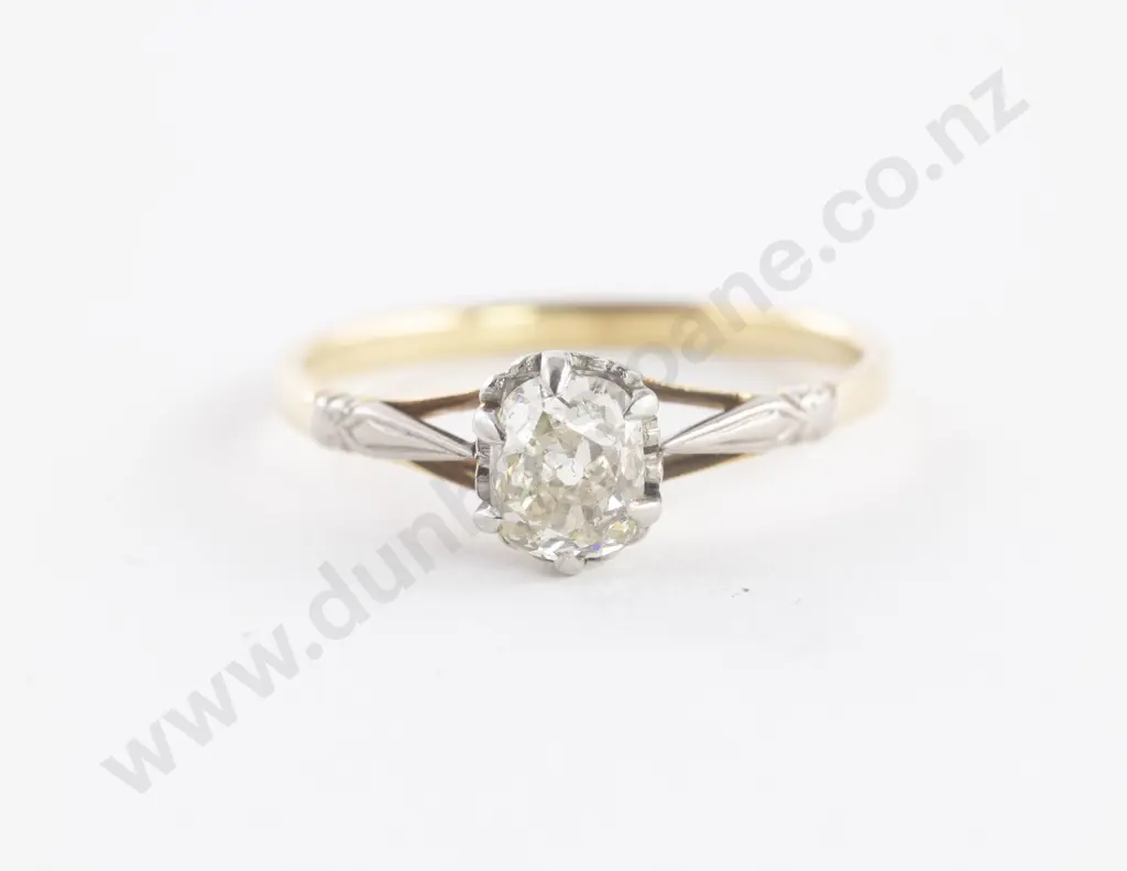 18ct Yellow and White Gold Solitaire Diamond Ring Image 1++