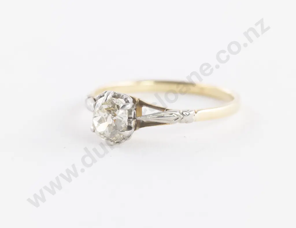 18ct Yellow and White Gold Solitaire Diamond Ring Image 1++