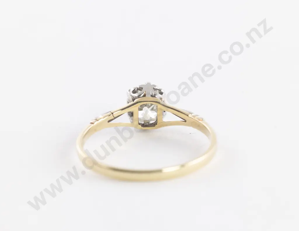 18ct Yellow and White Gold Solitaire Diamond Ring Image 1++