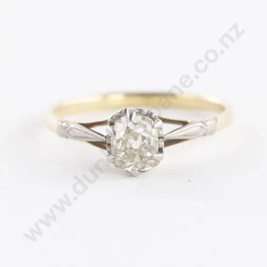 18ct Yellow and White Gold Solitaire Diamond Ring