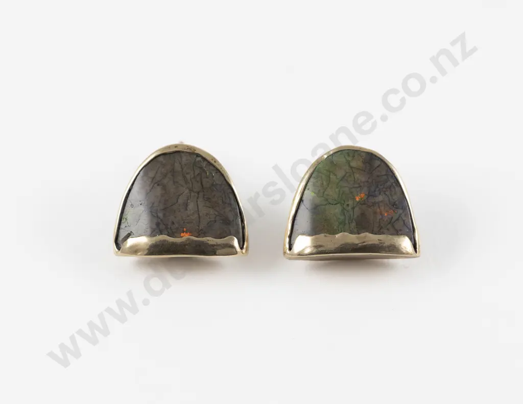 Pair 9ct Andamooka Opal Matrix Earrings Image 1++