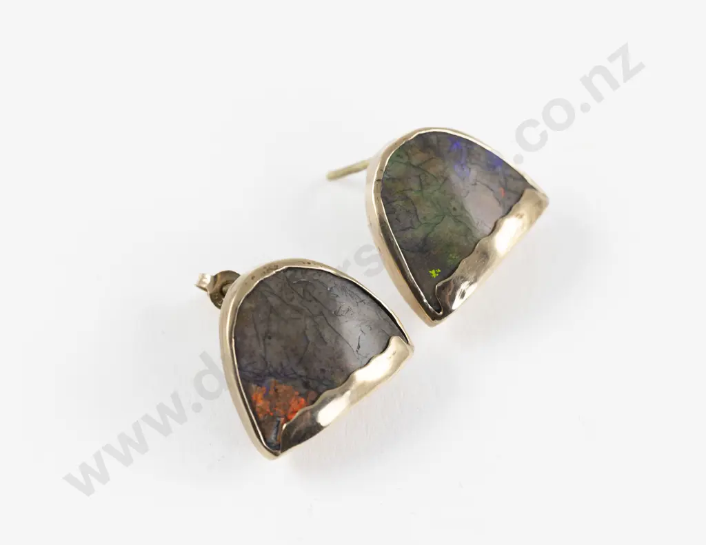 Pair 9ct Andamooka Opal Matrix Earrings Image 1++