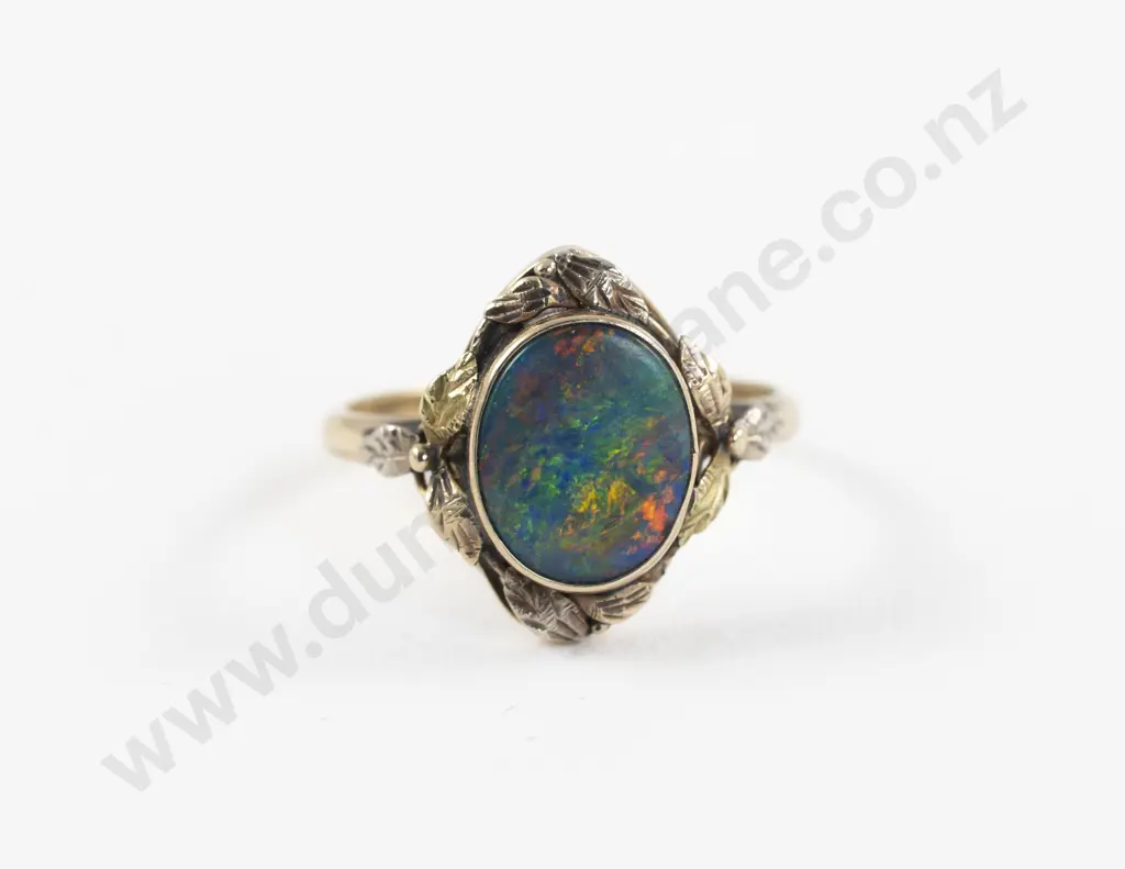 9ct Single Opal Doublet Ring Image 1++