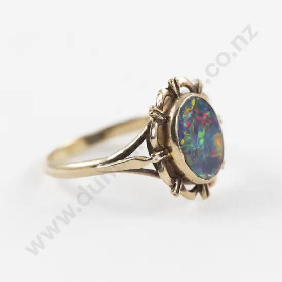 18ct Single Opal Doublet Ring