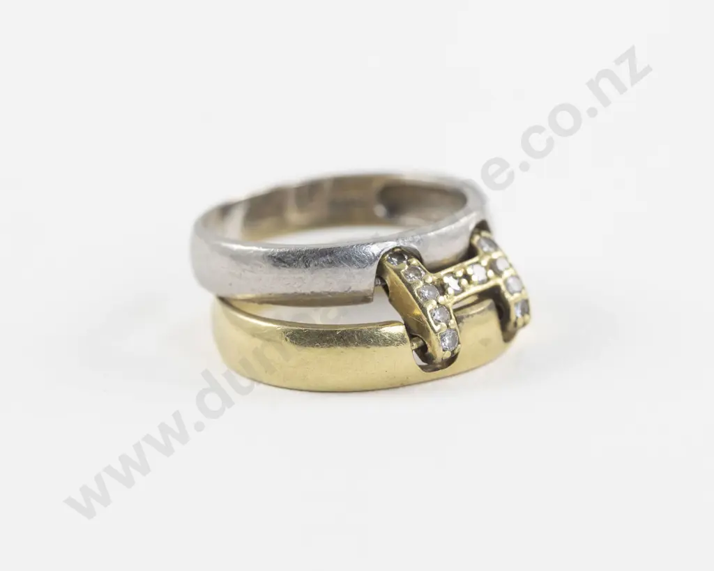 18ct and Platinum Double Diamond Band Ring Image 1++