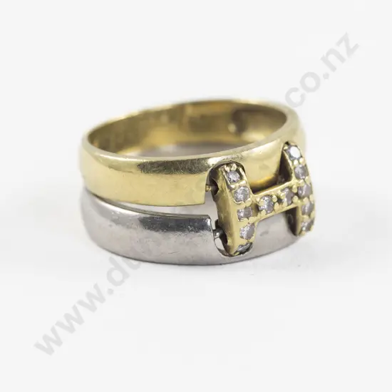 18ct and Platinum Double Diamond Band Ring