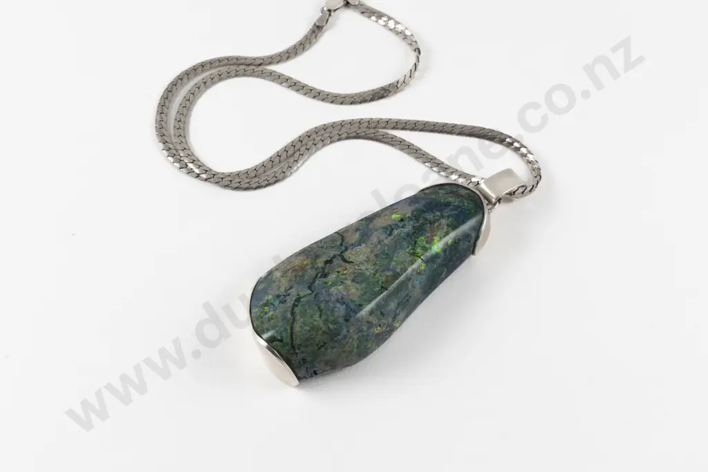 S/S Mounted Single Large Freeform Opal Pendant Image 1++