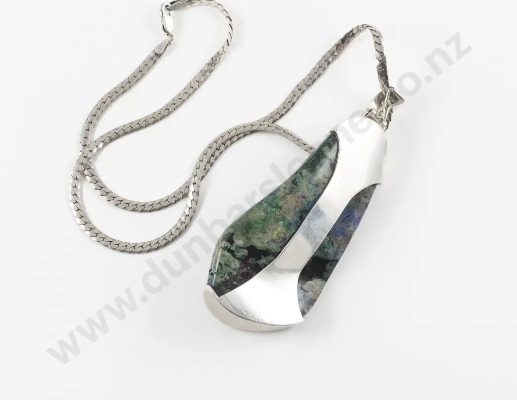 S/S Mounted Single Large Freeform Opal Pendant Image 1++