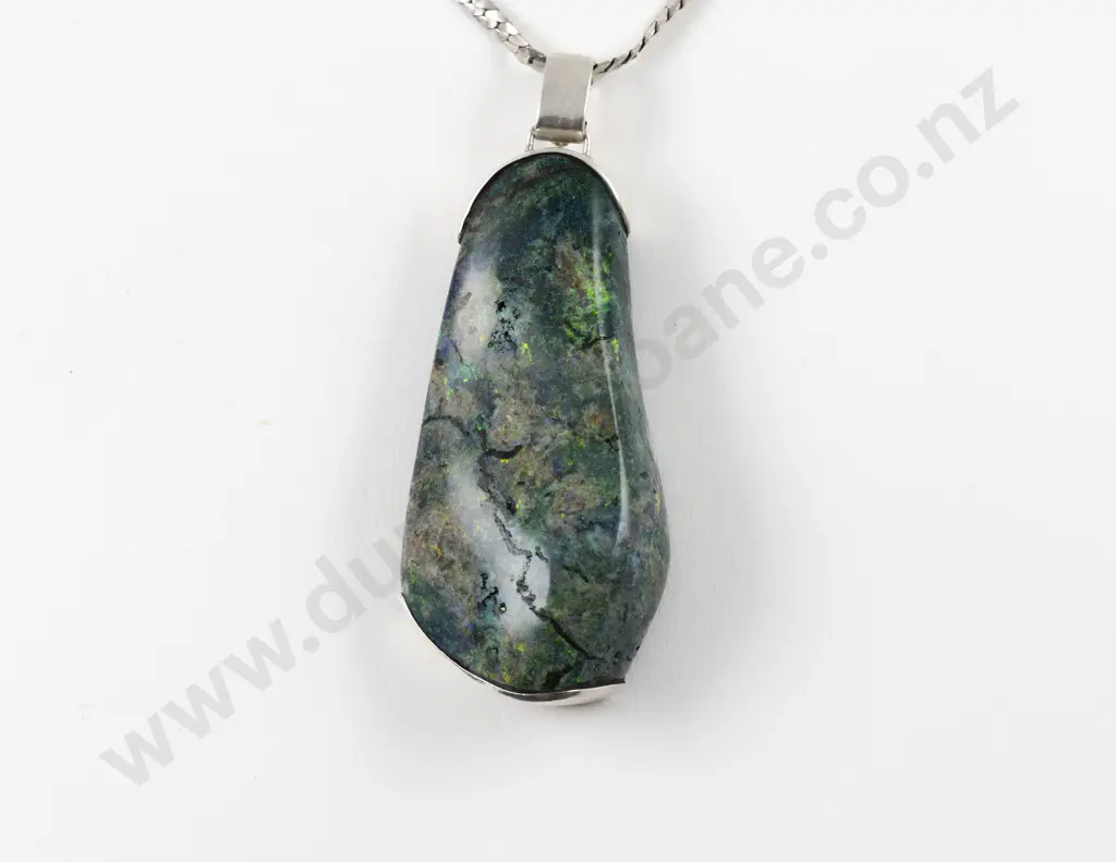 S/S Mounted Single Large Freeform Opal Pendant Image 1++
