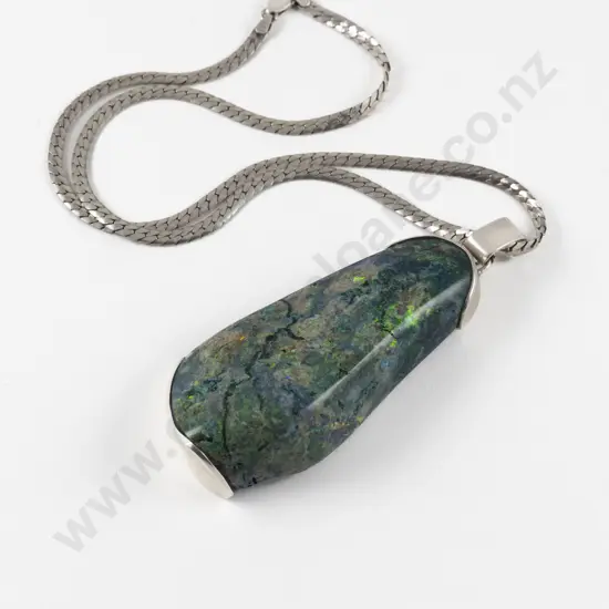 S/S Mounted Single Large Freeform Opal Pendant