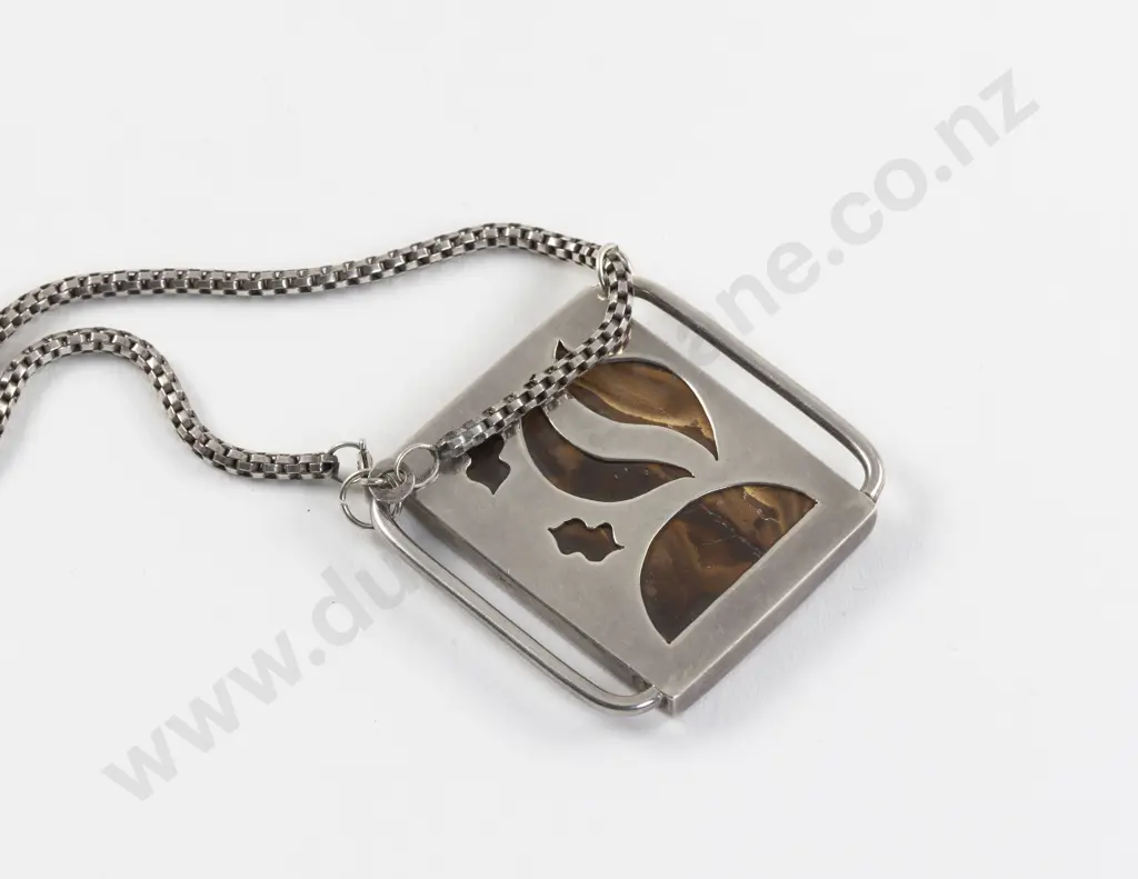 S/S Mounted Single Boulder Opal Pendant Image 1++