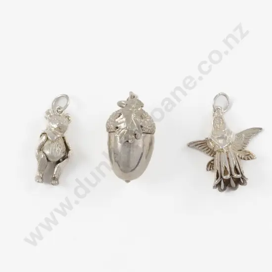 .925 Silver Squirrel in Acorn Charm and Two Others