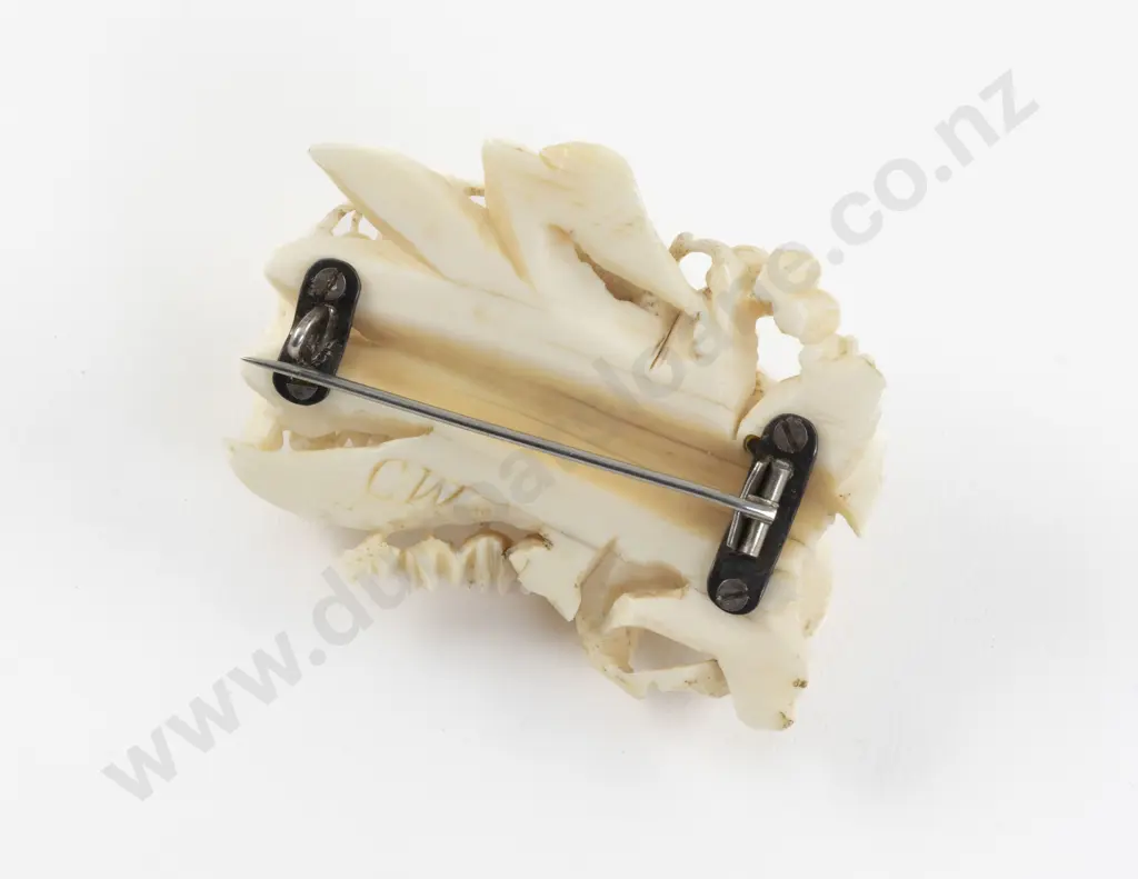 Victorian Large Lily of the Valley Carved Ivory Brooch Image 1++