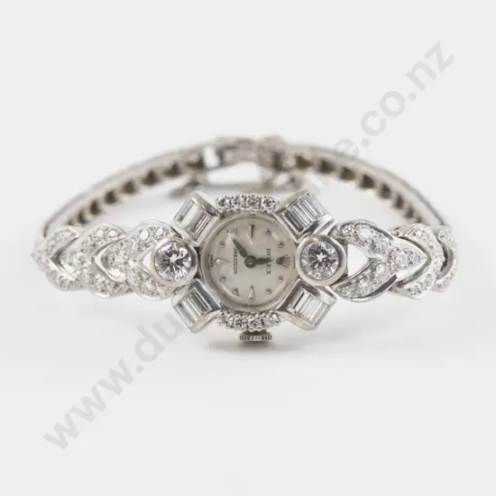 Mid C20th Rolex 18ct White Gold and Palladium Diamond Cocktail Watch