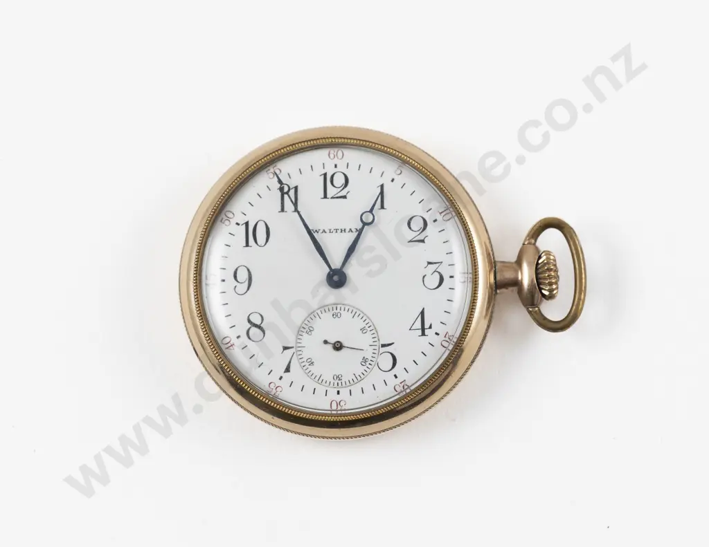 Waltham Gold Plated Open Face Lever Wind Pocket Watch Image 1++