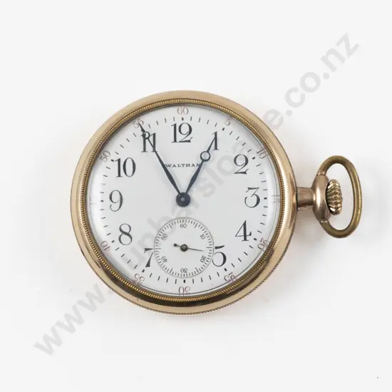 Waltham Gold Plated Open Face Lever Wind Pocket Watch
