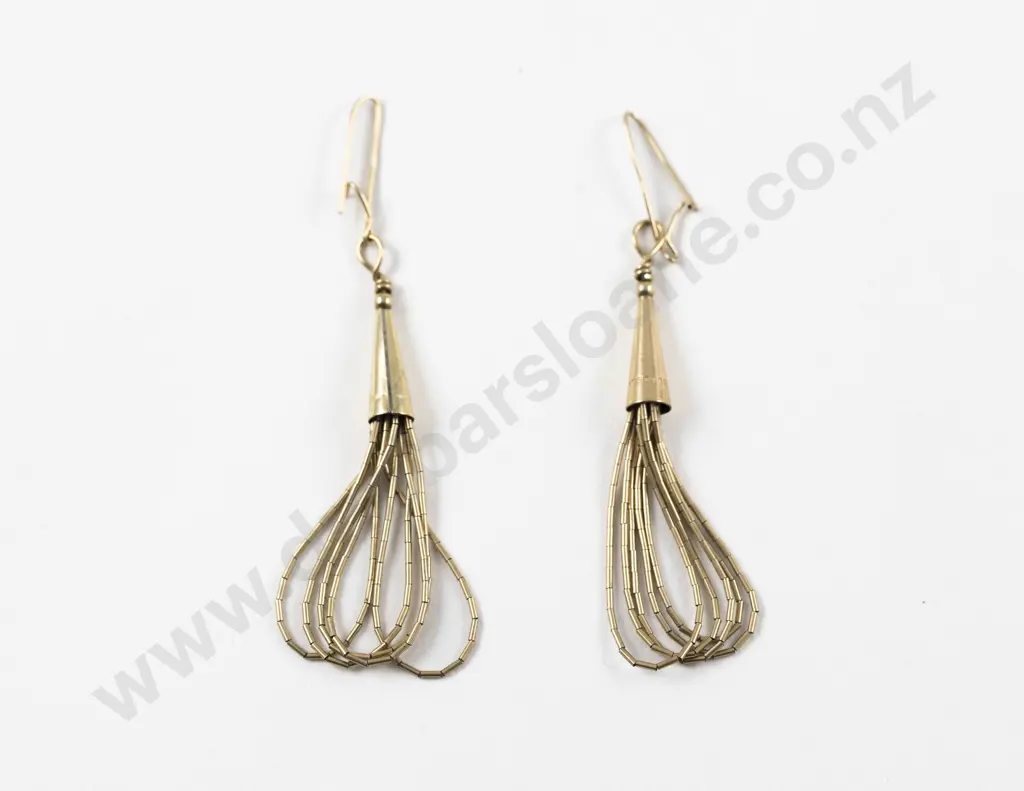 Pair 9ct Fancy Pendant Drop Earrings Image 1++