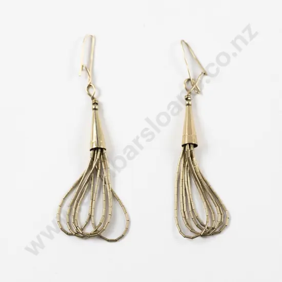 Pair 9ct Fancy Pendant Drop Earrings