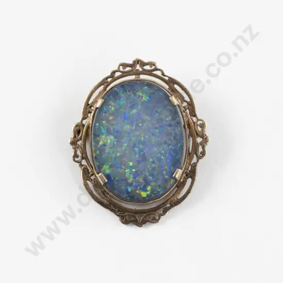 9ct Single Opal Doublet Brooch