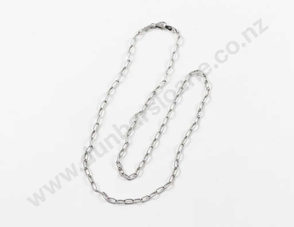14ct White Gold Fancy Curb Link Neck Chain Image 1++