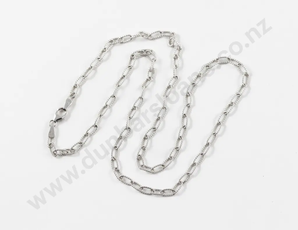 14ct White Gold Fancy Curb Link Neck Chain Image 1++