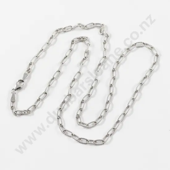 14ct White Gold Fancy Curb Link Neck Chain