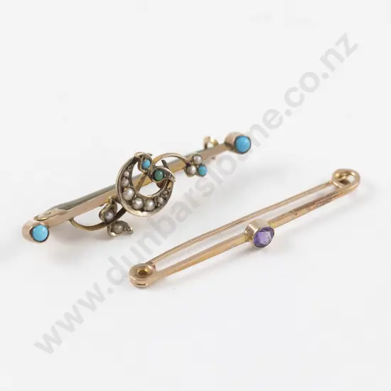 Two Victorian 9ct Bar Brooches