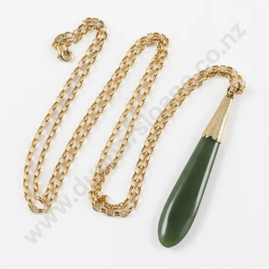 NZ 9ct Mounted Greenstone Pendant