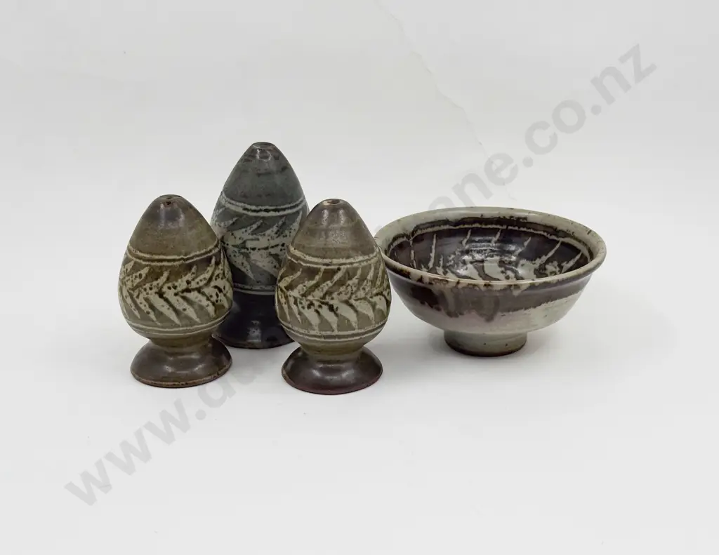Mirek Smisek Footed Bowl & Three Salt & Peppers Image 1++