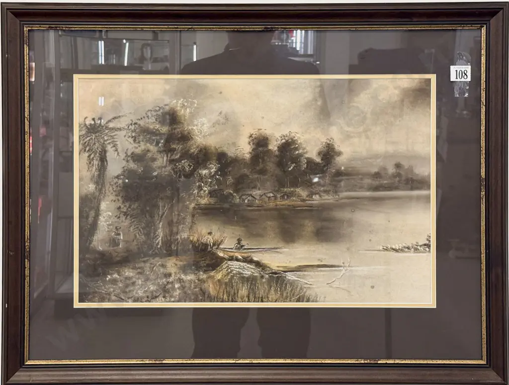 Unknown Artist - Colonial Landscape With Village & Figures Image 1++