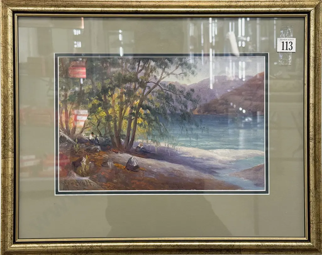 J D Perrett - Lakeside Scene With Figures Image 1++