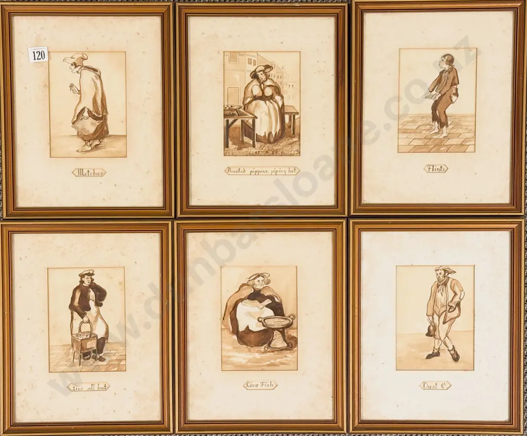Set of Six Sepia Figure Studies Image 1++