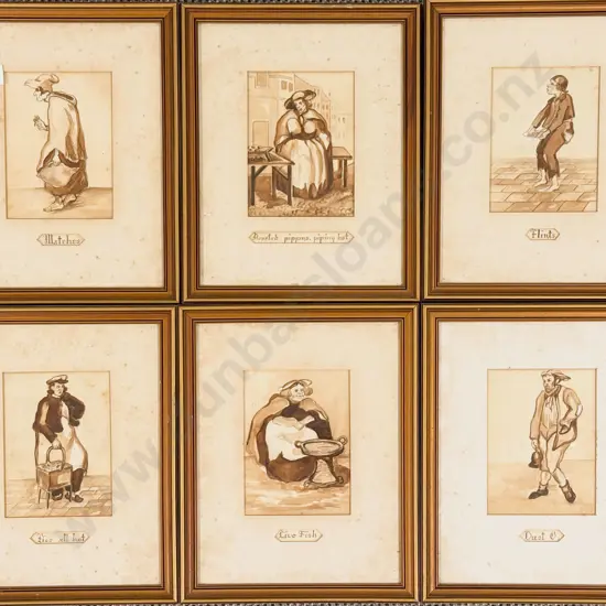 Set of Six Sepia Figure Studies