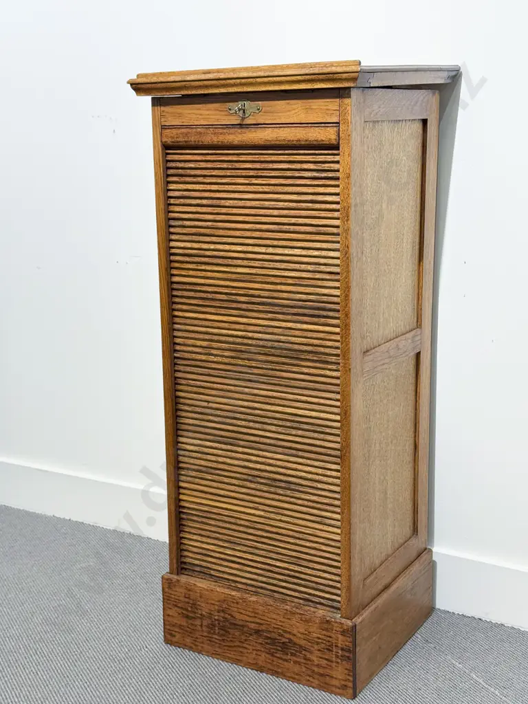 Vintage Oak Shutter Front Filing Cabinet Image 1++