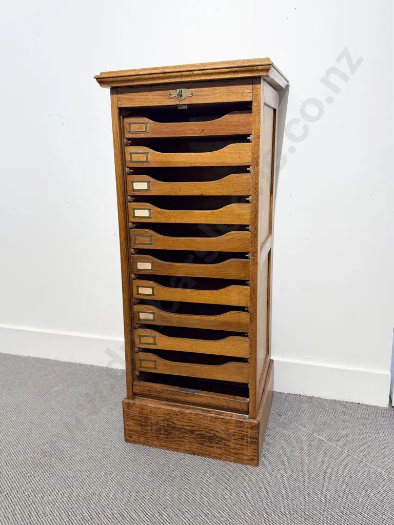 Vintage Oak Shutter Front Filing Cabinet Image 1++
