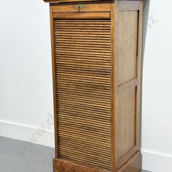 Vintage Oak Shutter Front Filing Cabinet