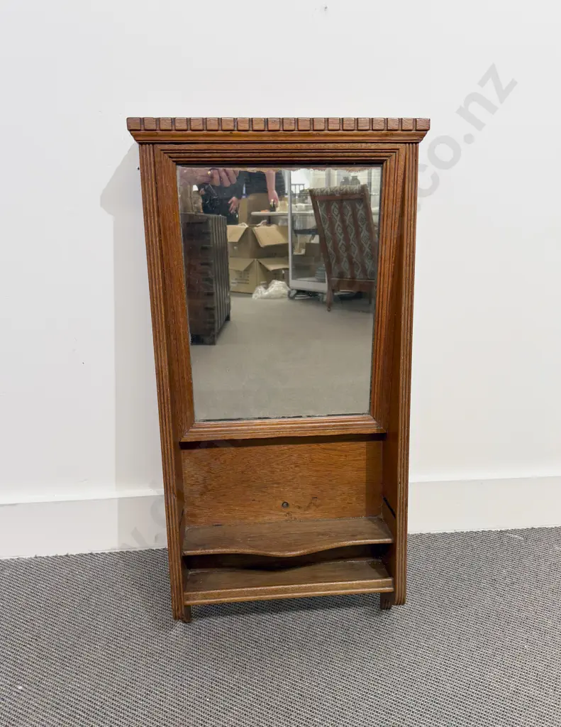 Early C20th Oak Wall Mirror Image 1++