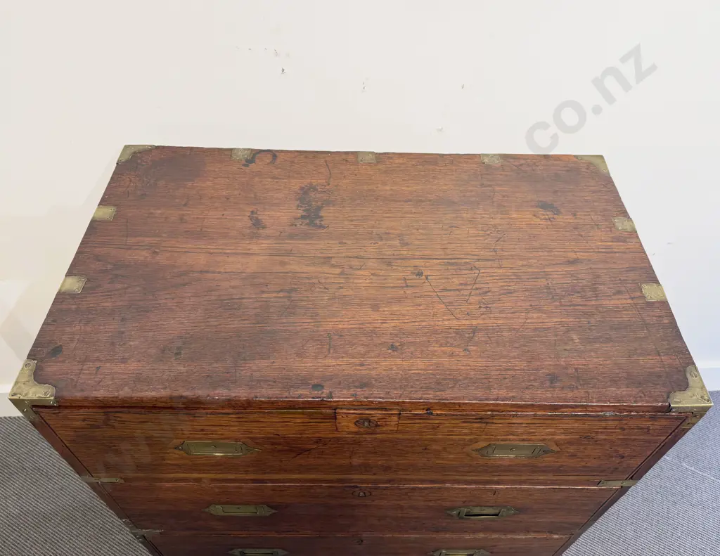C19th Mahogany Two Stage Campaign Chest Image 1++