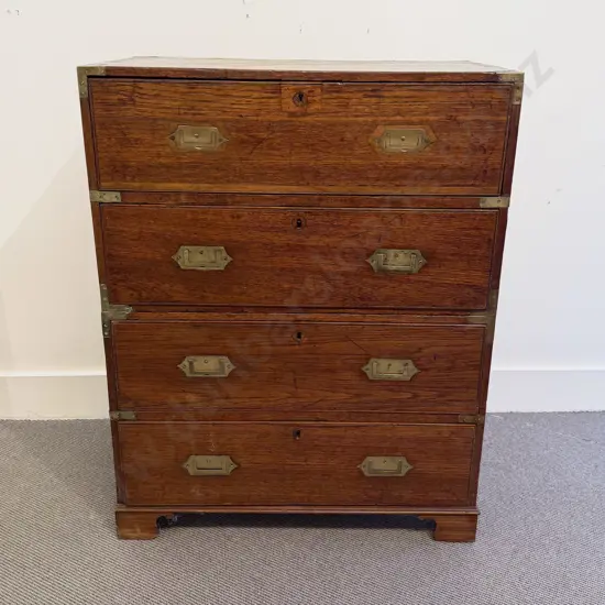 C19th Mahogany Two Stage Campaign Chest