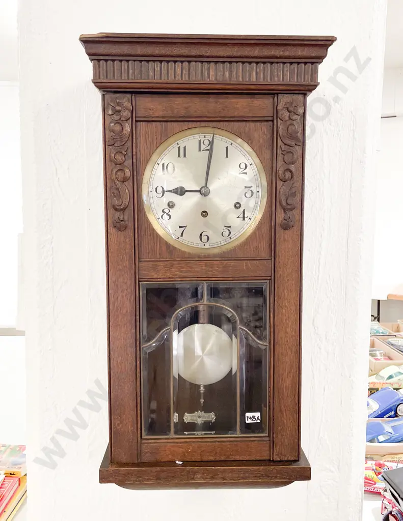 Edwardian Oak Wall Clock Image 1++