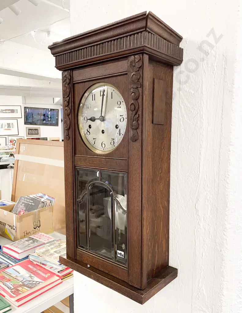 Edwardian Oak Wall Clock Image 1++