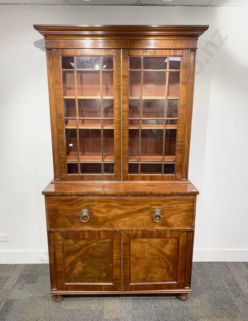 Geo III Mahogany Secretaire Bookcase Image 1++