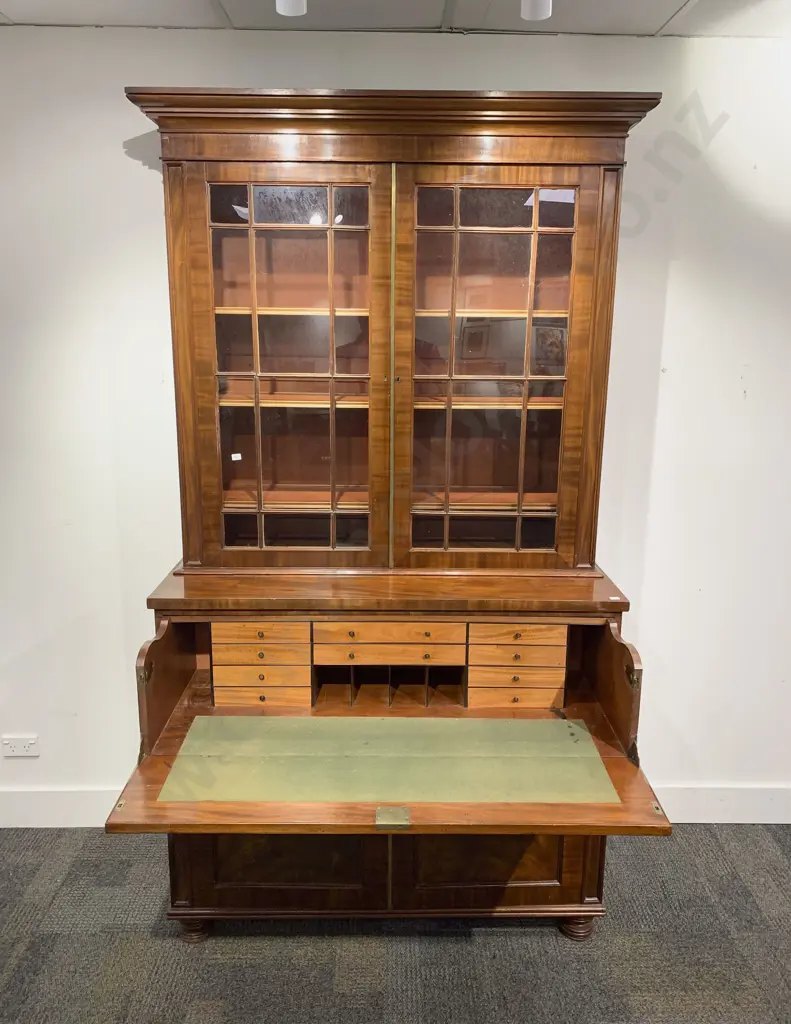 Geo III Mahogany Secretaire Bookcase Image 1++