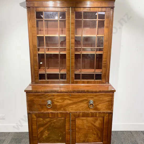 Geo III Mahogany Secretaire Bookcase