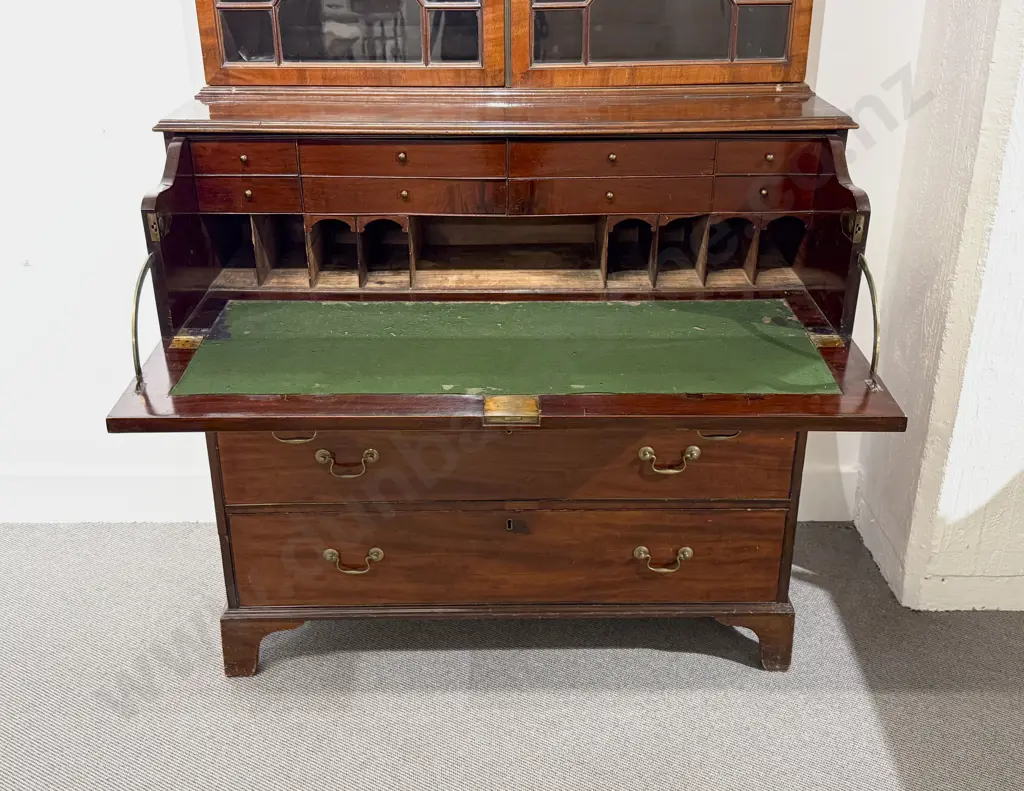 Composed GeoIII Mahogany Secretaire Bookcase Image 1++