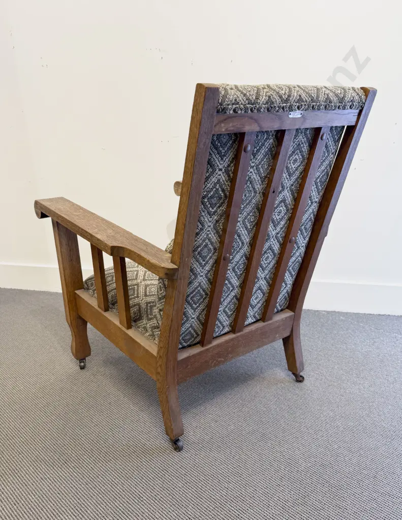 William Morris Style Oak Armchair Image 1++