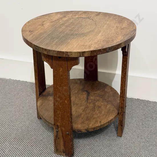 Small Arts & Crafts Oak Circular Occasional Table