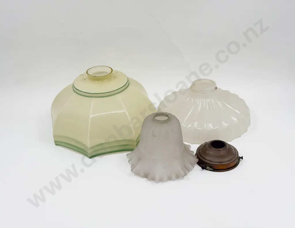 Three Vintage Glass Light Shades Image 1++