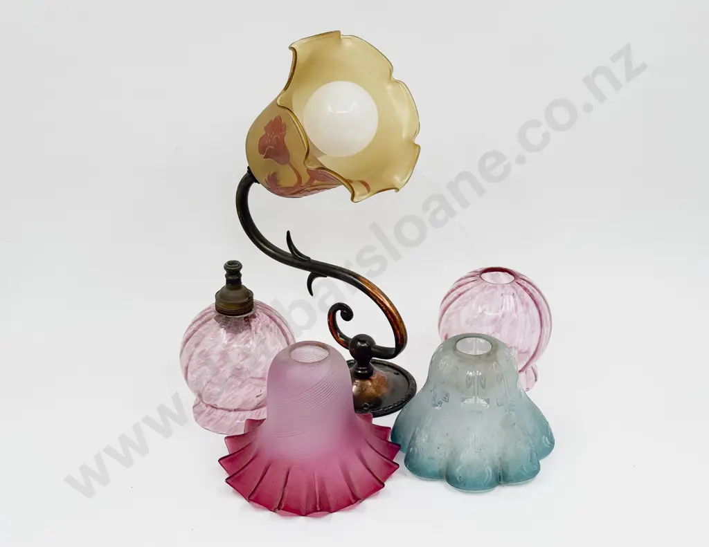 Vintage Wall Light & Shade & Four Small Glass Shades Image 1++