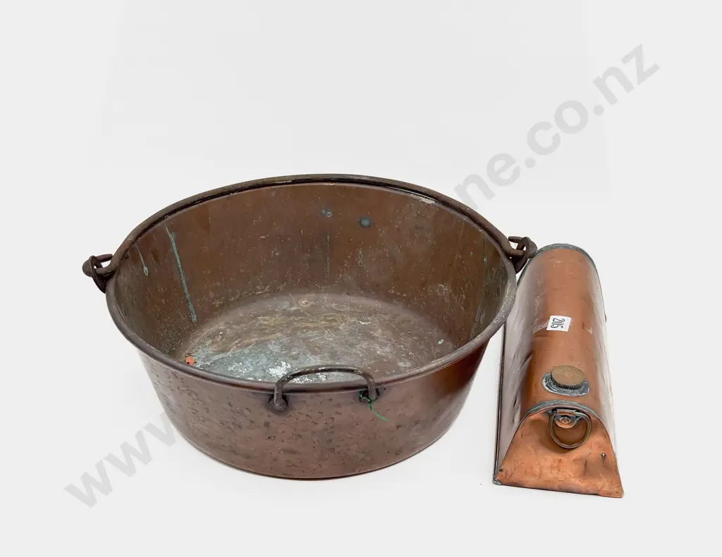 Vintage Brass Jam Pan & Copper Hot Water Bottle Image 1++